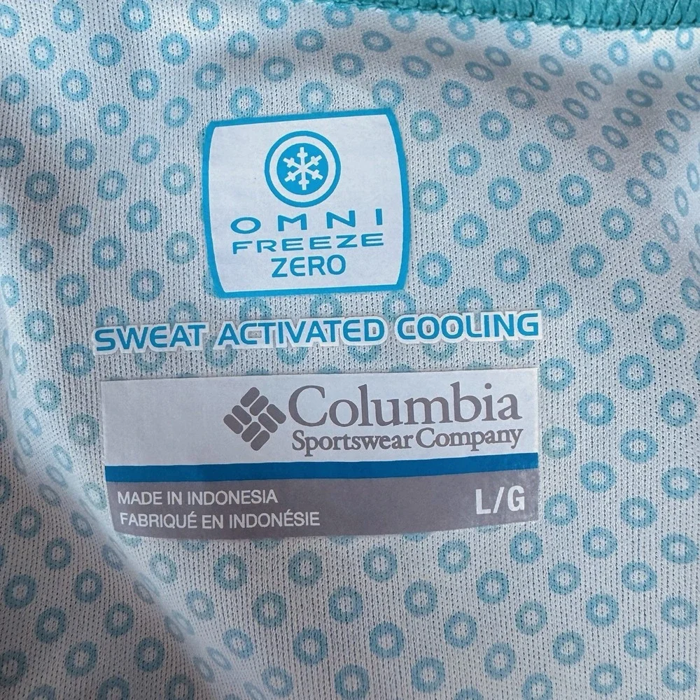 Columbia Omni-Freeze Zero Turquoise Blue Swirl Sleeveless Cool Active Dress LG - Picture 6 of 8